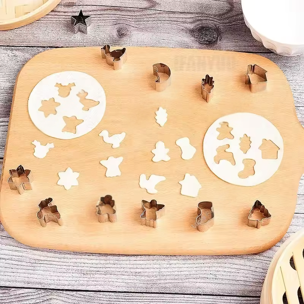 20pcs/set Mini Stainless Steel Cookie Cutter Biscuit Mold Christmas Deer Head Snowman Molds DIY Tools Fondant Gingerbread Man