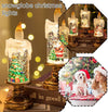 LED Water Snowfall Christmas Candle – Crystal Santa Scene with Falling Snow & Gift Decorations