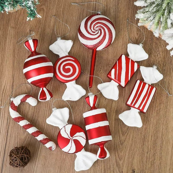 BIG Red & White Lollipop Candy Cane Tree Ornaments - Elf Express