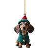 Acrylic Christmas Cartoon Dog Ornament – Cute Puppy Pendant for Tree, Backpack & Car Interior Décor