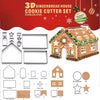 Gingerbread House Cookie Cutter Set Stainless Steel 3D Christmas House Fondant Biscuit Chocolate DIY Molds Baking Accessories