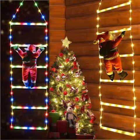LED Climbing Santa Ladder Lamp - Indoor/Outdoor Christmas Light Ornament - Elf Express