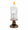 LED Water Snowfall Christmas Candle – Crystal Santa Scene with Falling Snow & Gift Decorations