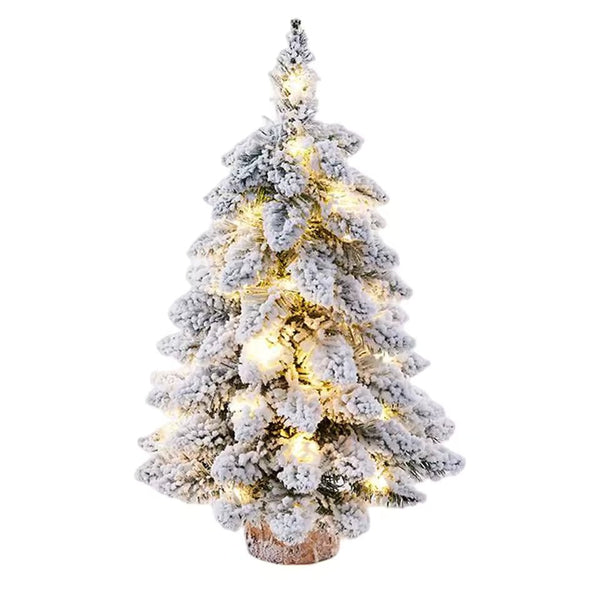 Snow‑Flocked Tabletop Christmas Tree with Warm LED Lights - Elf Express