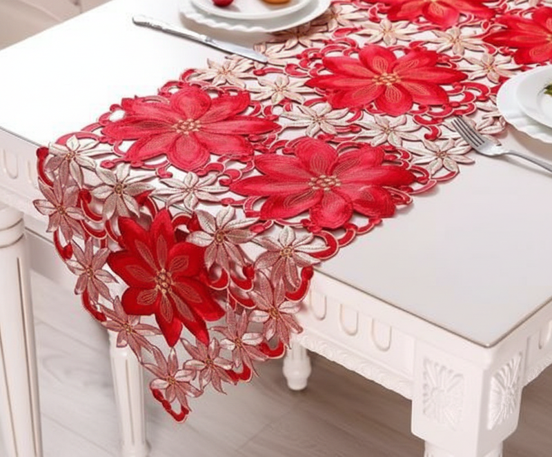 Christmas Embroidered Table Runner 176x38cm