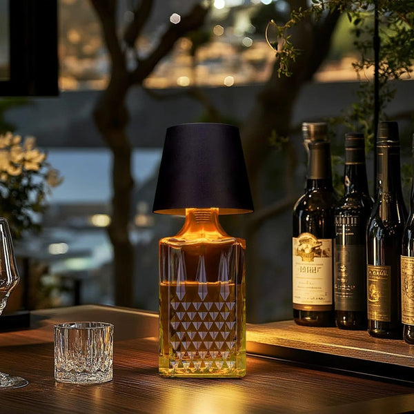 Wireless LED Wine Bottle Table Lamp – USB‑C Rechargeable 3‑Color Touch Light - Elf Express